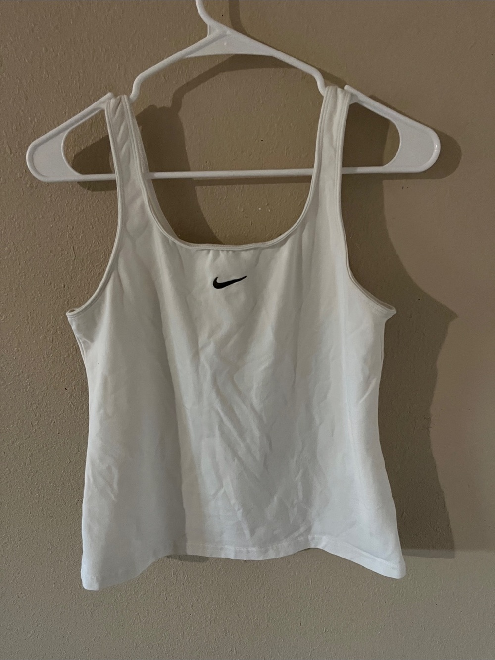 Nike White Tank Top with Black Swoosh Logo